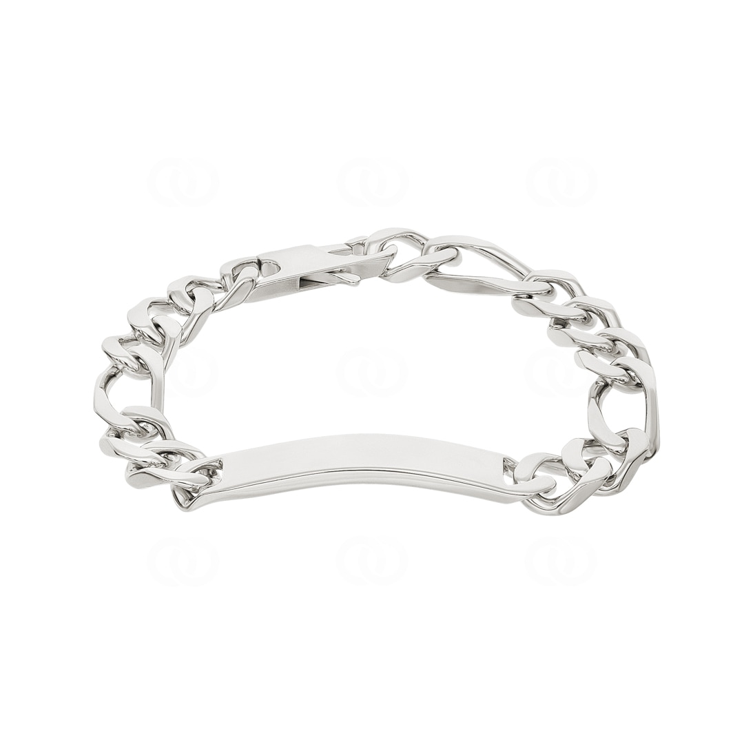 Gravurarmband Figaro 3+1 4-seitig 925 Silber rhodiniert 10.0mm