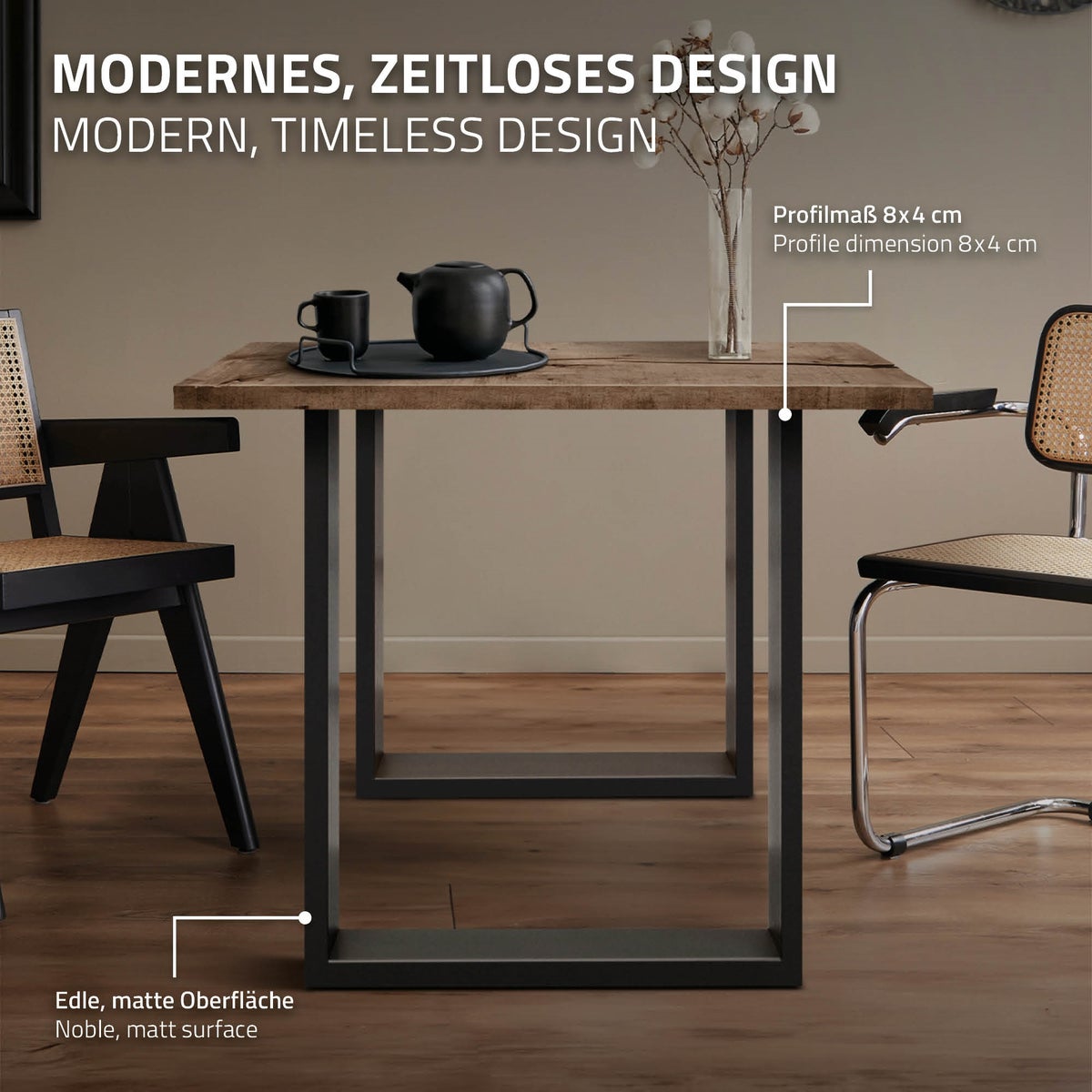 ECD Germany 2x Tafelpoten van vierkante profielen, 70 x 72 cm, antraciet, gepoedercoat staal, industrieel design, metalen tafelsledes, tafelonderstel, tafelframe, meubelpoten, voor eettafel, bureau