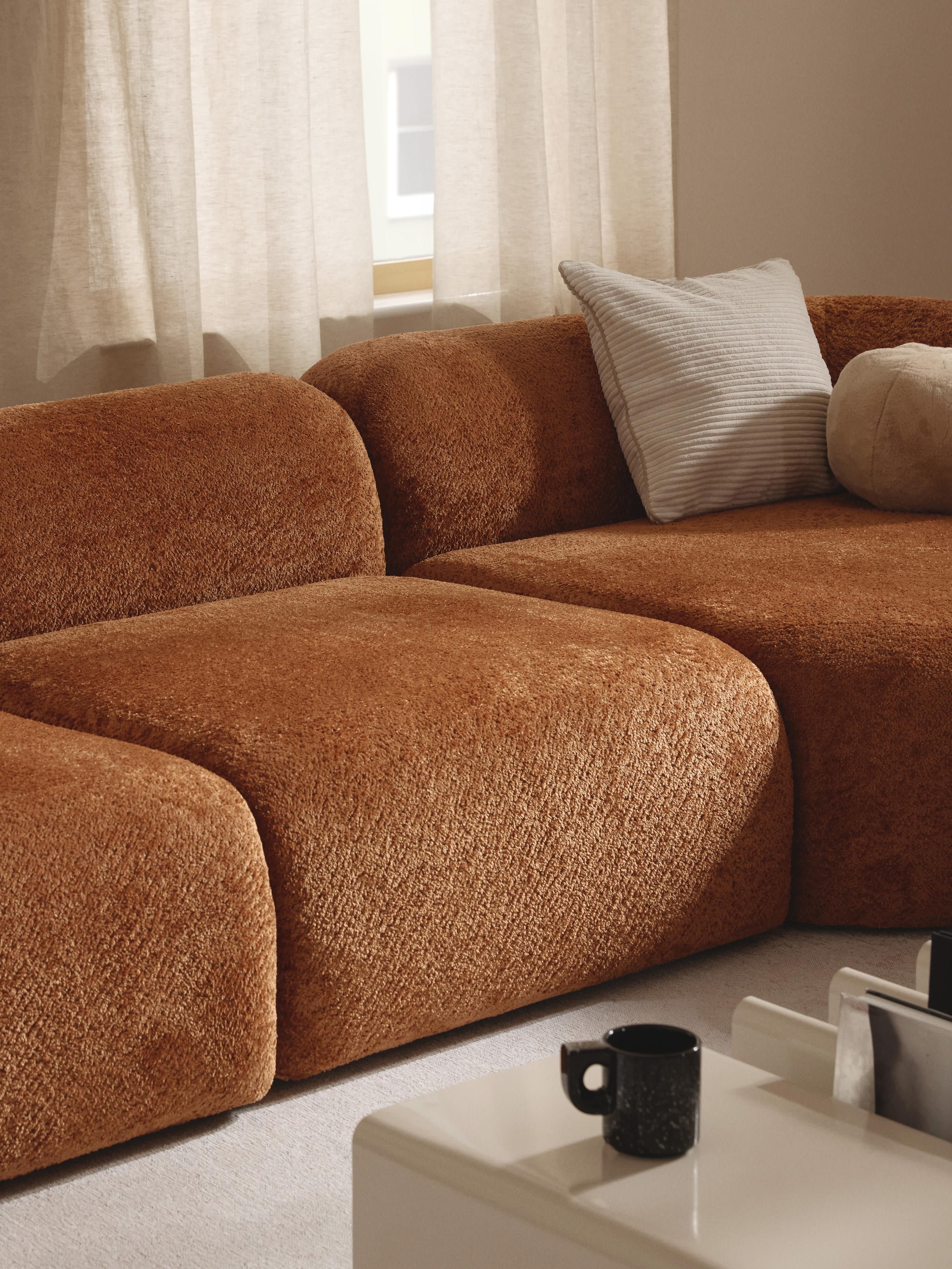 Modulaire hoekbank Wolke (4-zits) van teddy-bouclé