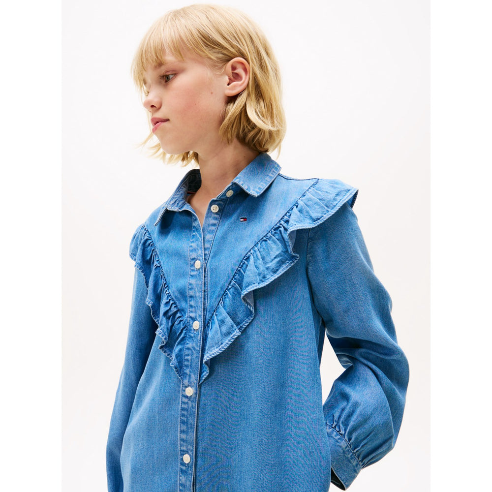 Køb Tommy Hilfiger Denim Ruffle Skjorte Kjole