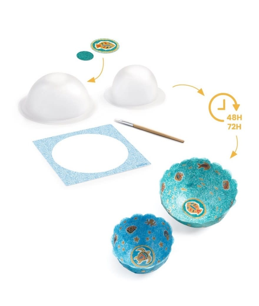 Djeco dj07983 knutselset papier maché kommen blauw