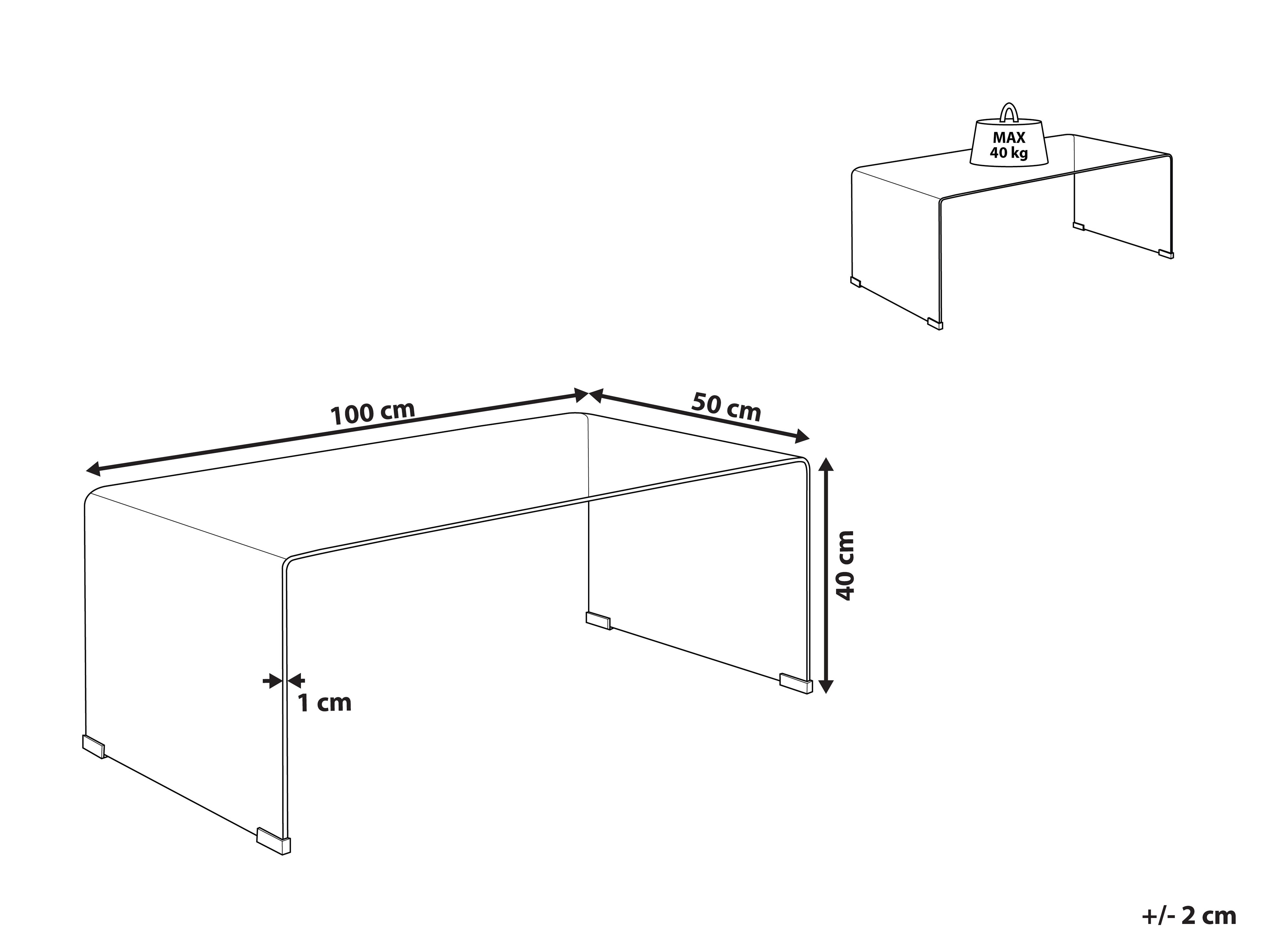Salontafel KENDALL Veiligheidsglas Zwart