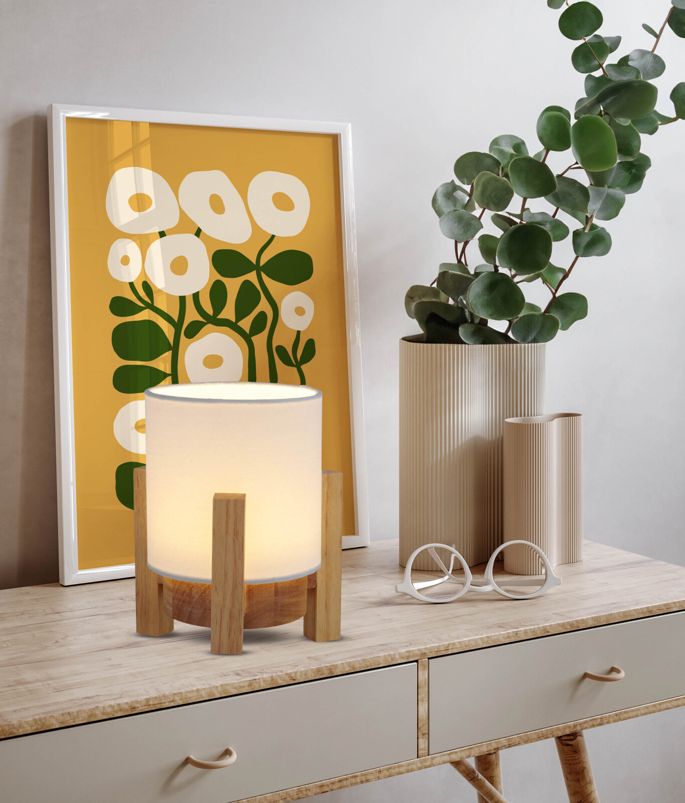 LED-Akkutischleuchte MADITA - weiß - dimmbar - 19 cm Höhe