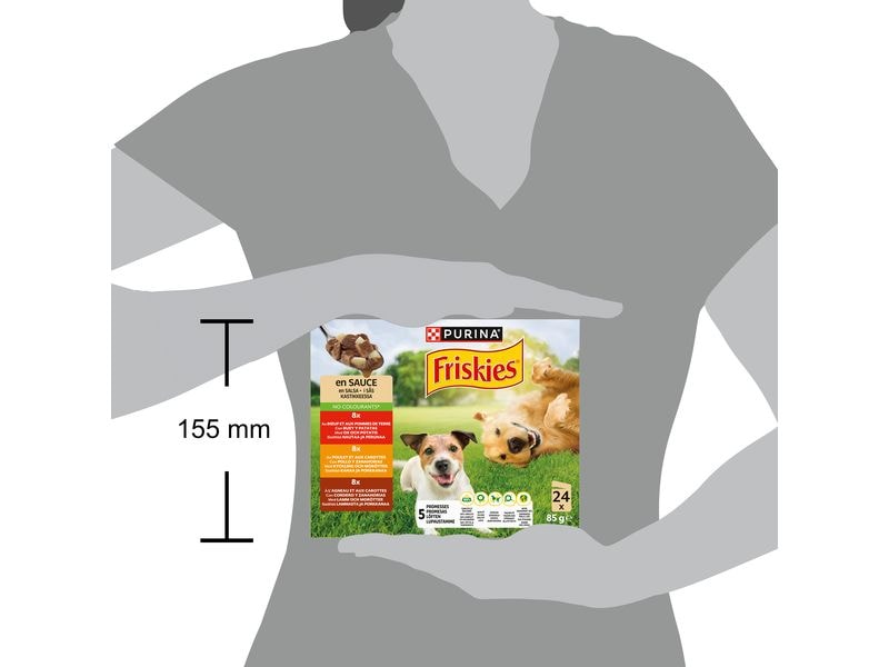 Purina Friskies Nassfutter Adult mit Rind, Huhn, Lamm in Sa Ausgewogenes Nassfutter für erwachsene Hunde