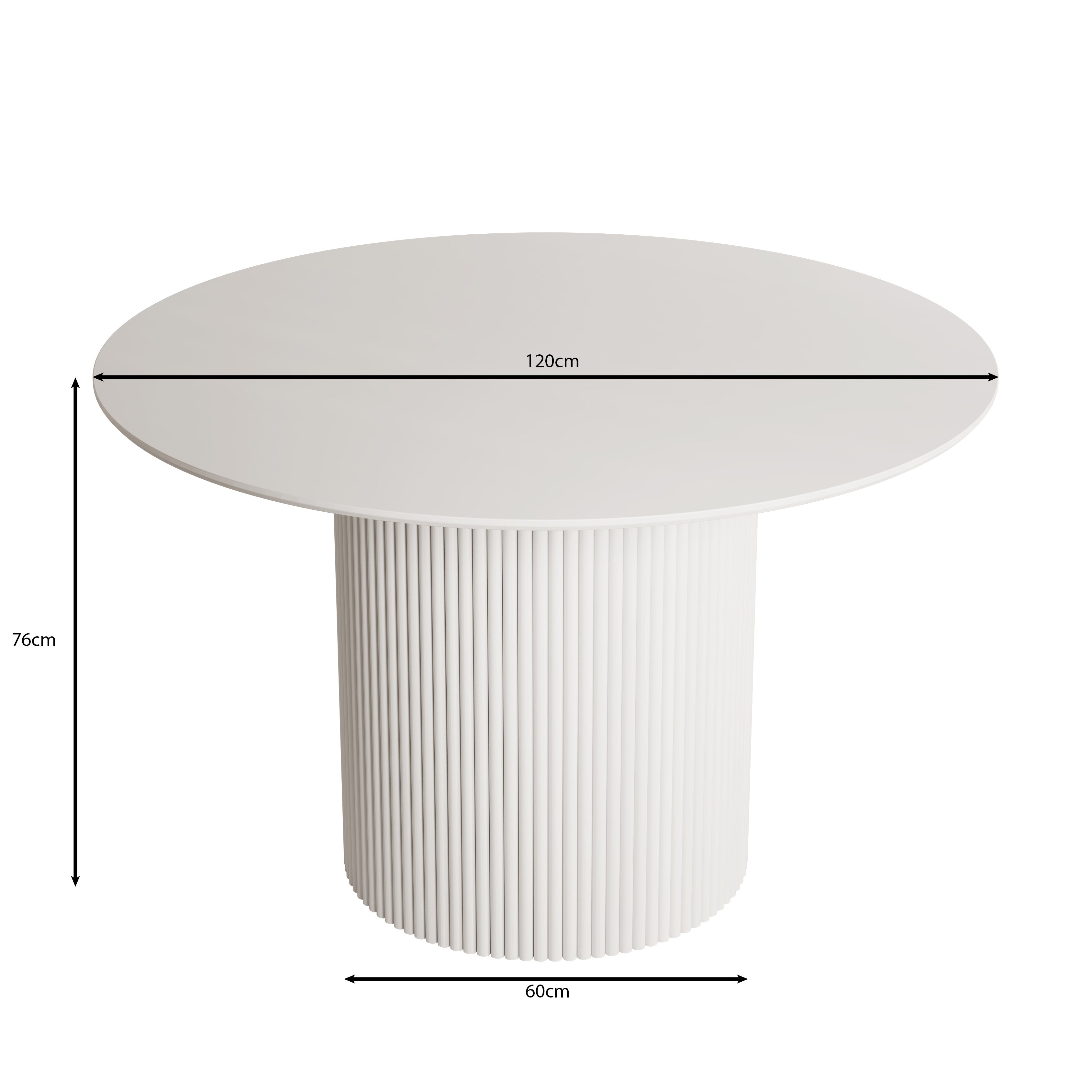 Modena - Eetkamertafel - Wit - 120x120x76 cm