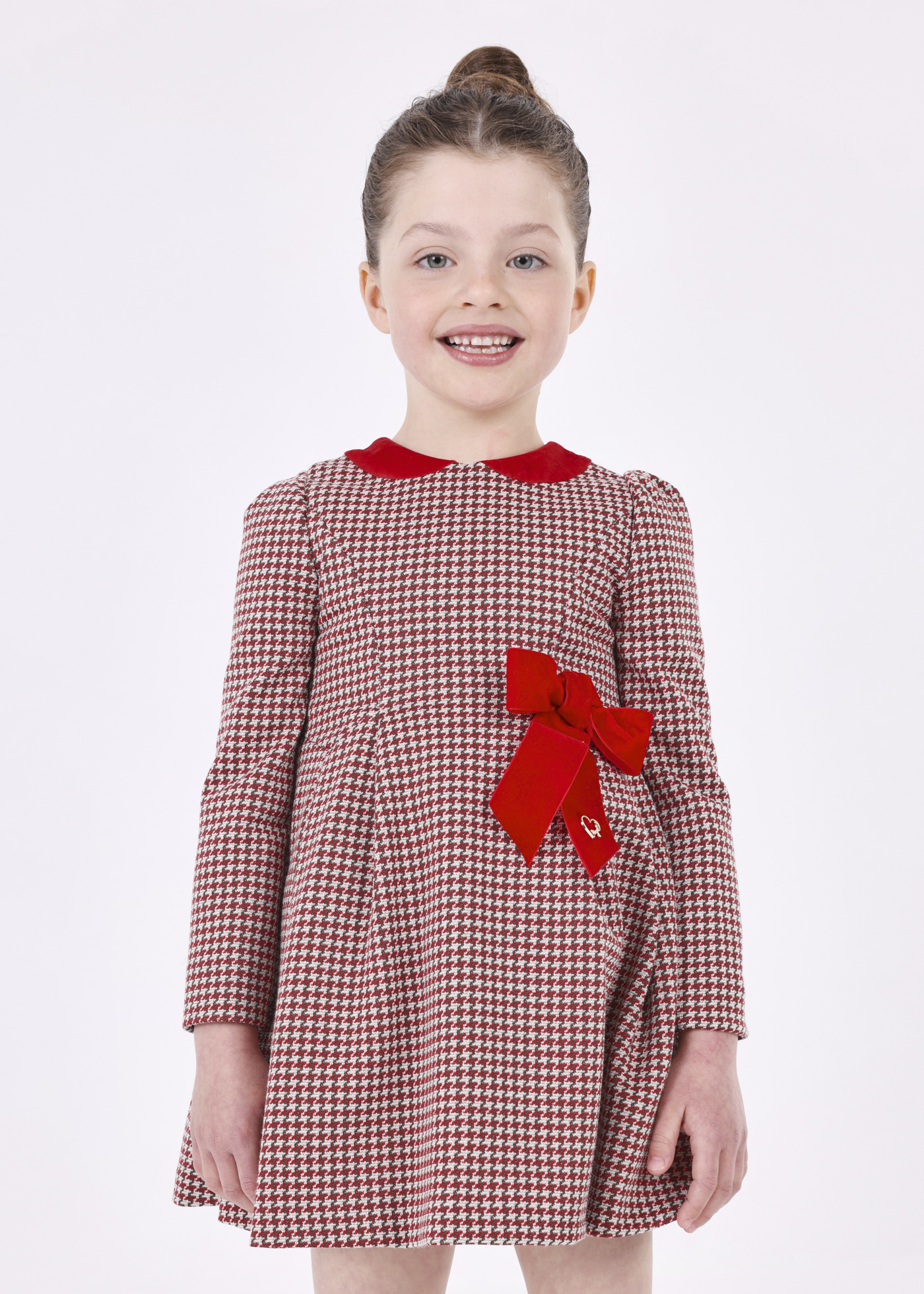 Vestido xadrez jacquard para meninas