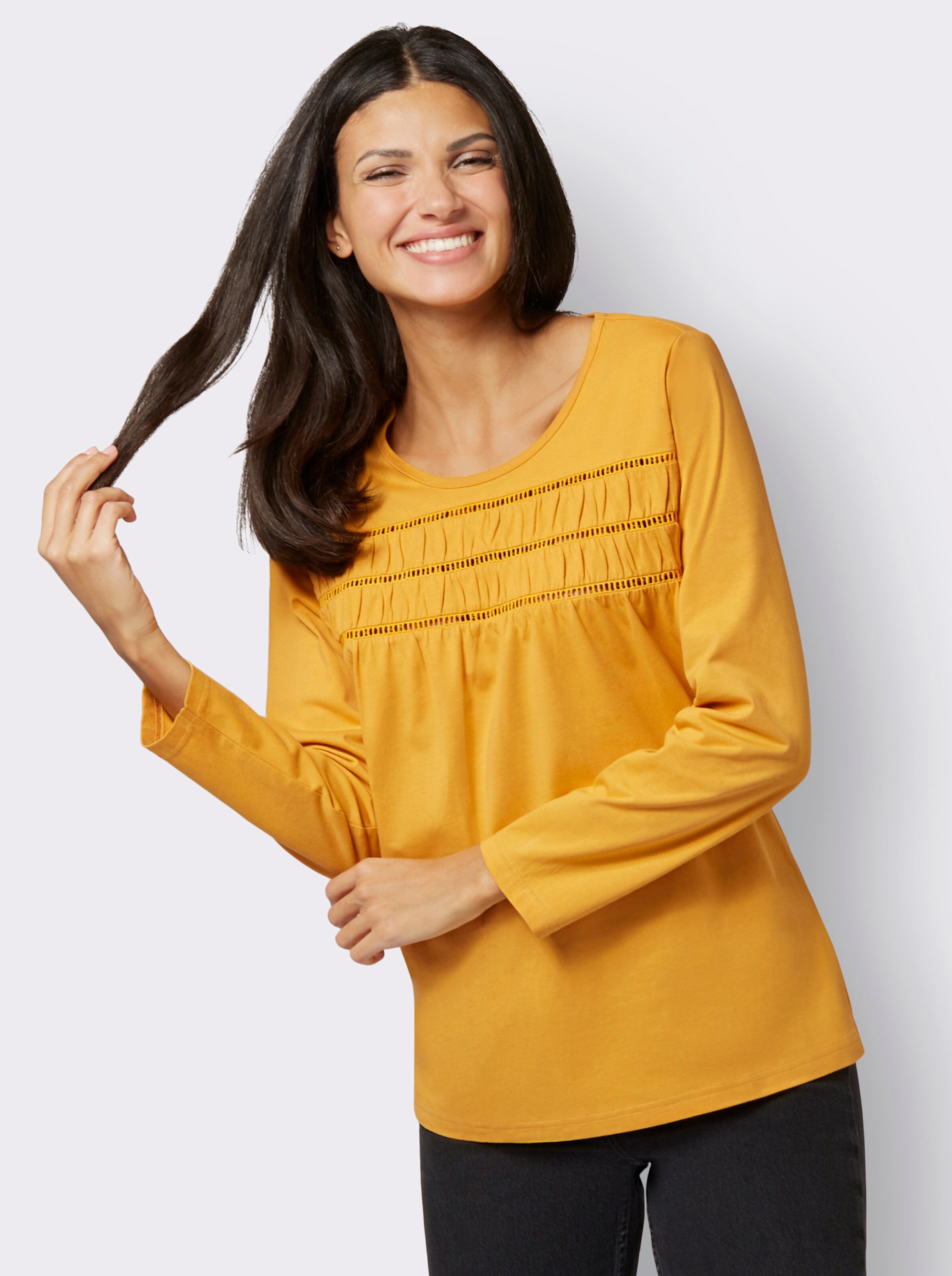 Langarmshirt mit Raffungen