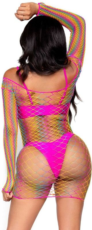 Regenboog Off Shoulder Mini Jurkje