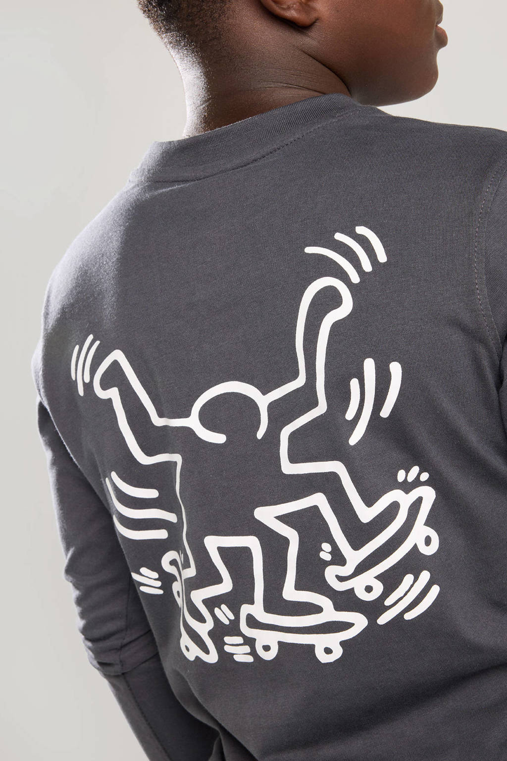 America Today longsleeve met backprint grijs