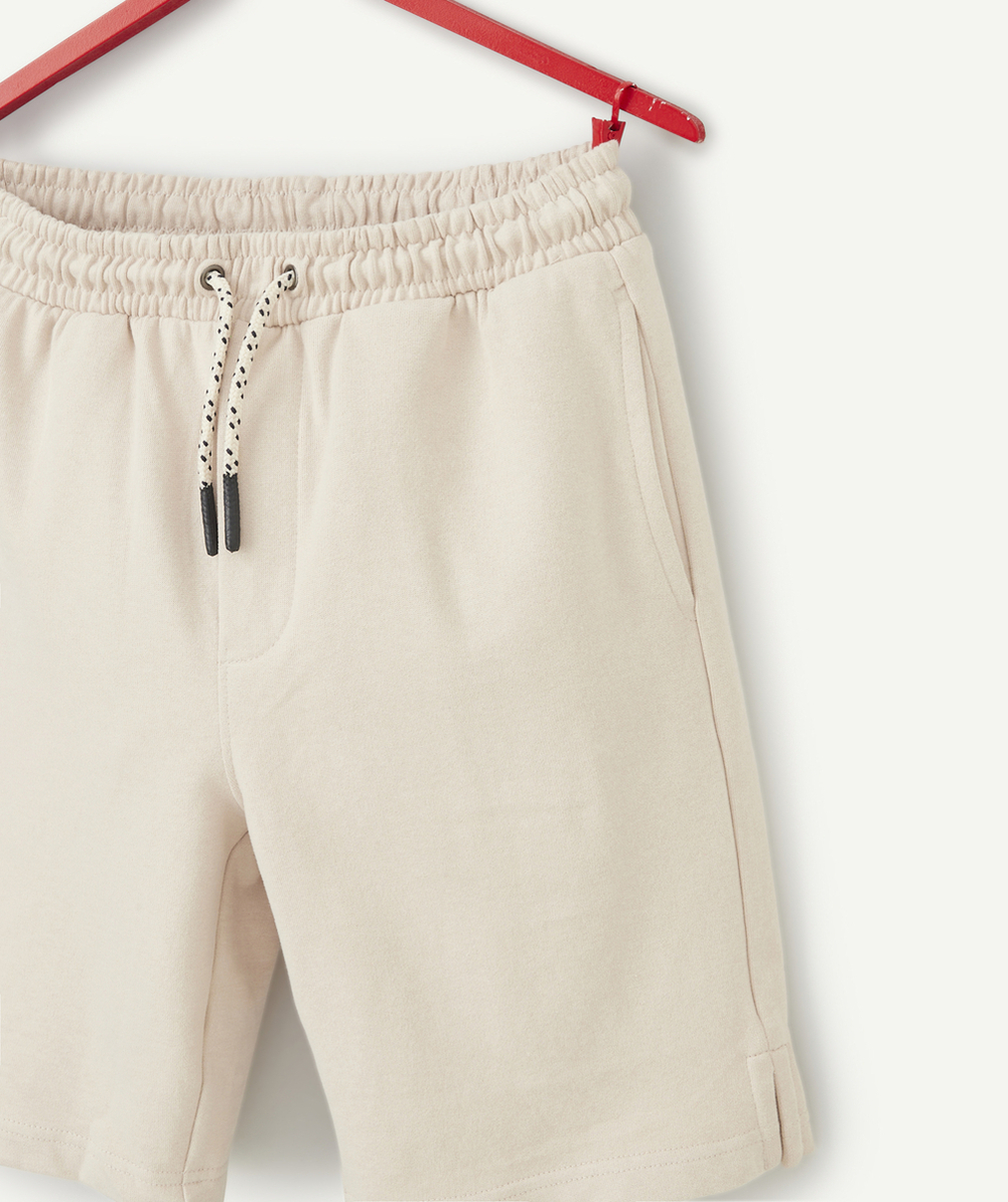 BERMUDA GARÇON EN FIBRES RECYCLÉES GRIS CLAIR AVEC MESSAGE