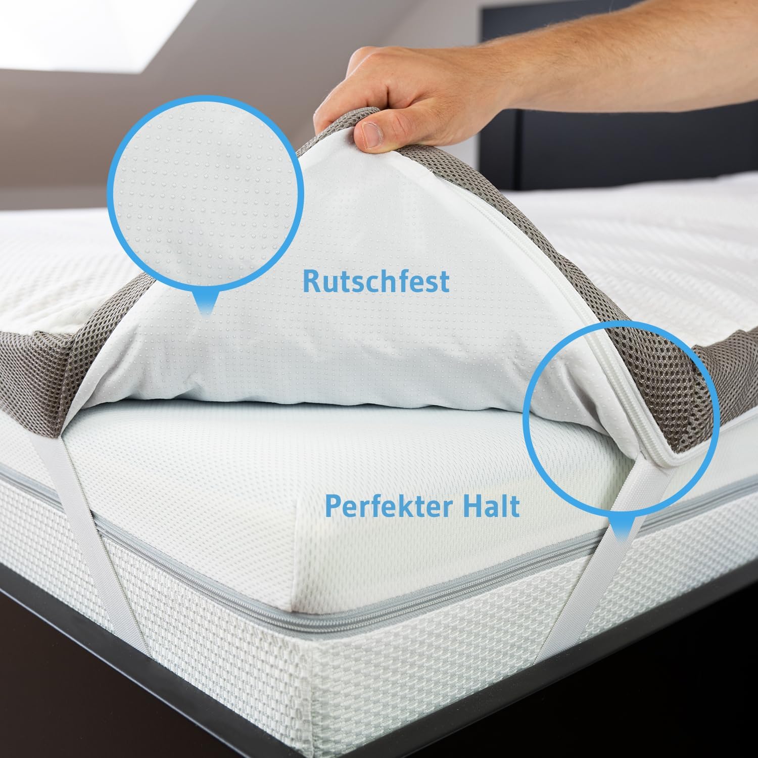 Topper 160x200cm EcoON | Testsieger 2022 | Ergonomische Memory Schaum Auflage | Atmungsaktiv & Feuchtigkeitsregulierend | Nachhaltiger & umweltschonender Tencel-Bezug | Matratzen-Topper 160 x 200 x 6