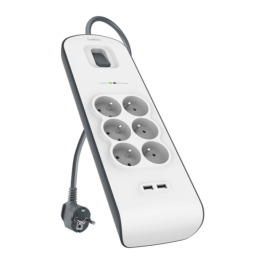 Belkin multiprise parafoudre - 6 prises + 2 prises USB