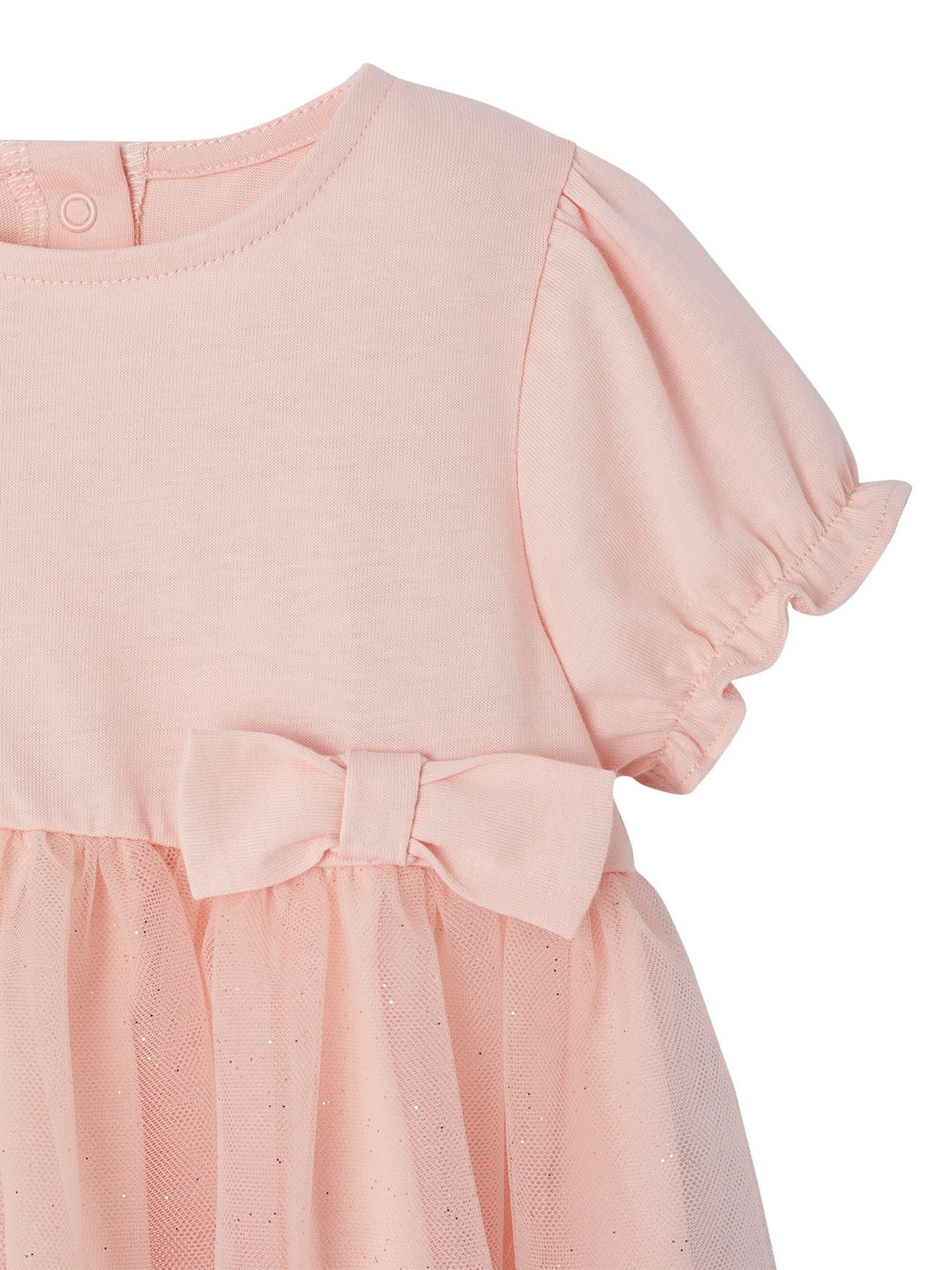 Vertbaudet Mädchen Baby Festkleid mit Glitzertüll hellrosa