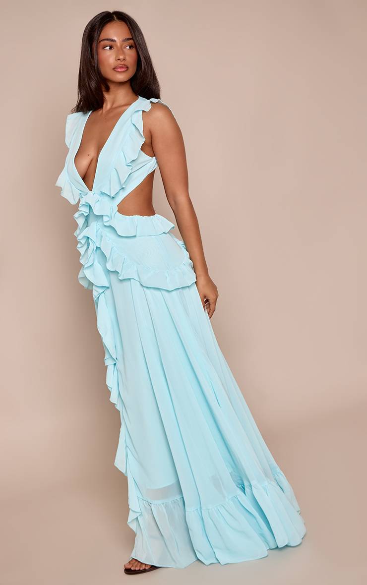 Bleu Layette Robe Maxi À Volants Petite
