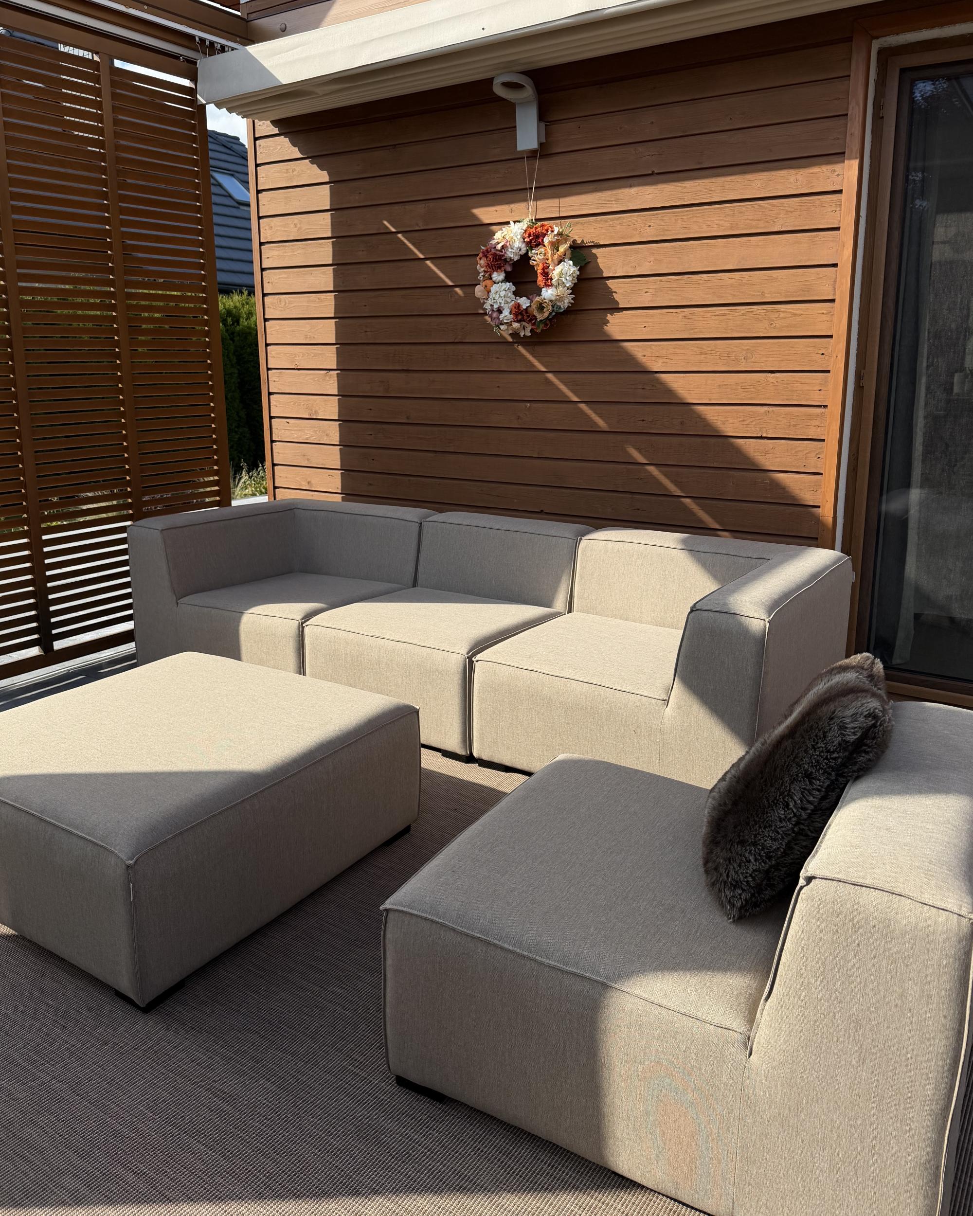 Tuin loungebank met ottomaan 4-zits AREZZO modulair Beige