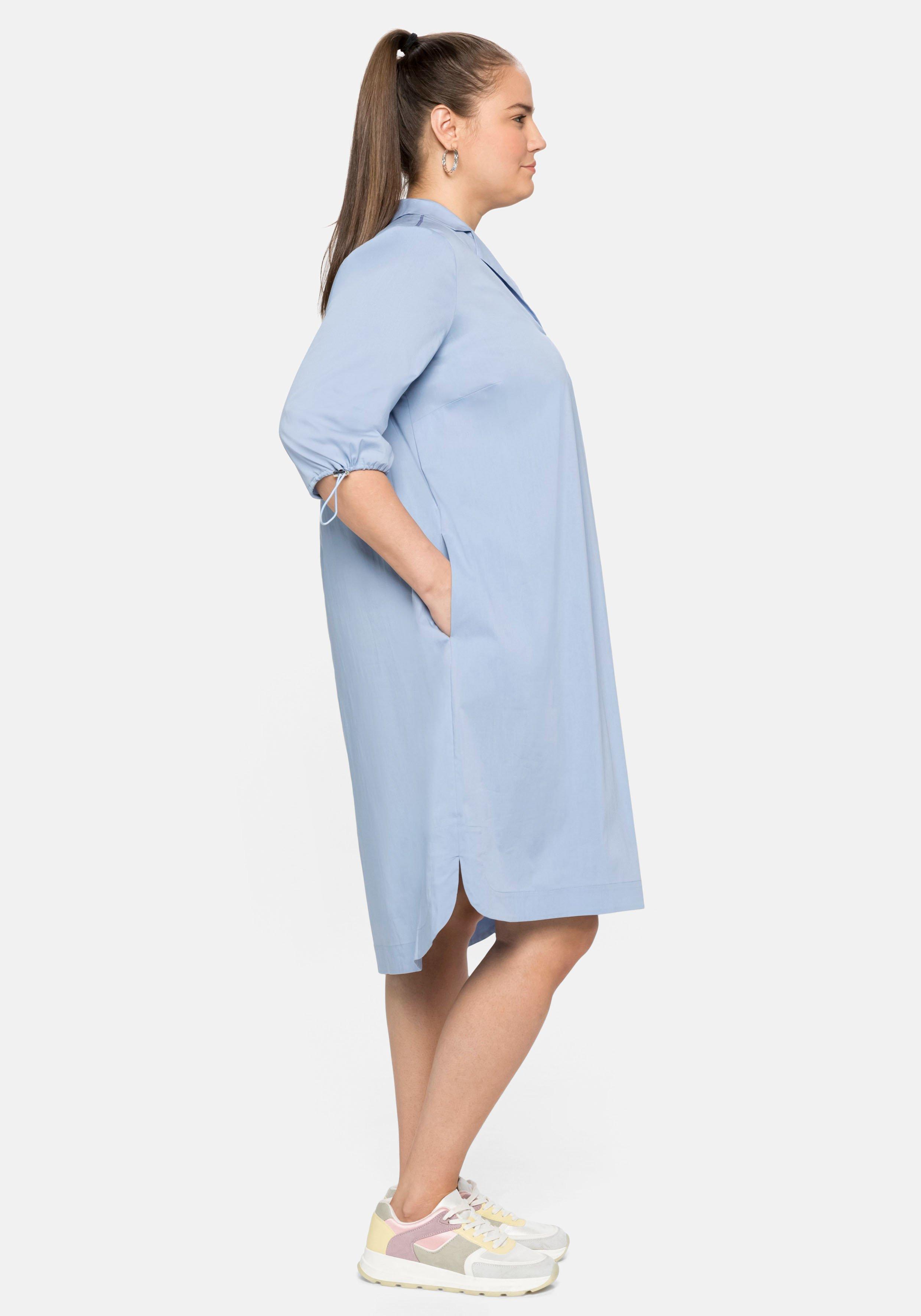 Blusenkleid mit Revers und 3/4-Arm mit Zugband