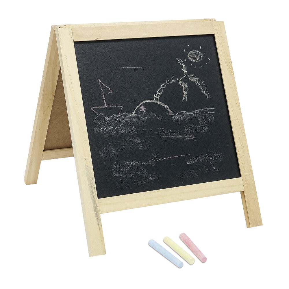 Tableau ardoise bois 1 côté magnétique 1 côté craie L26,5xH32cm