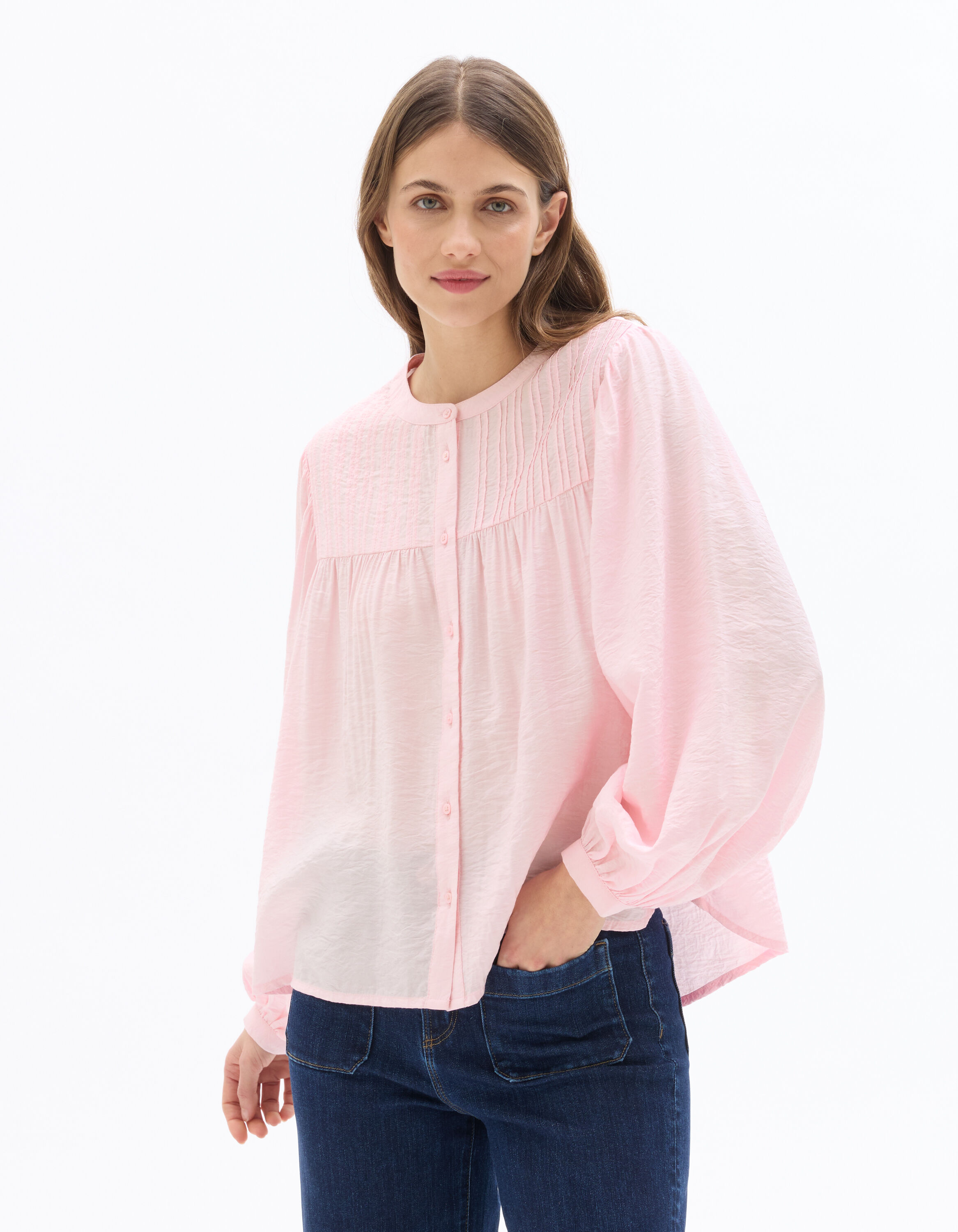 Blouse évasée et fluide - rose