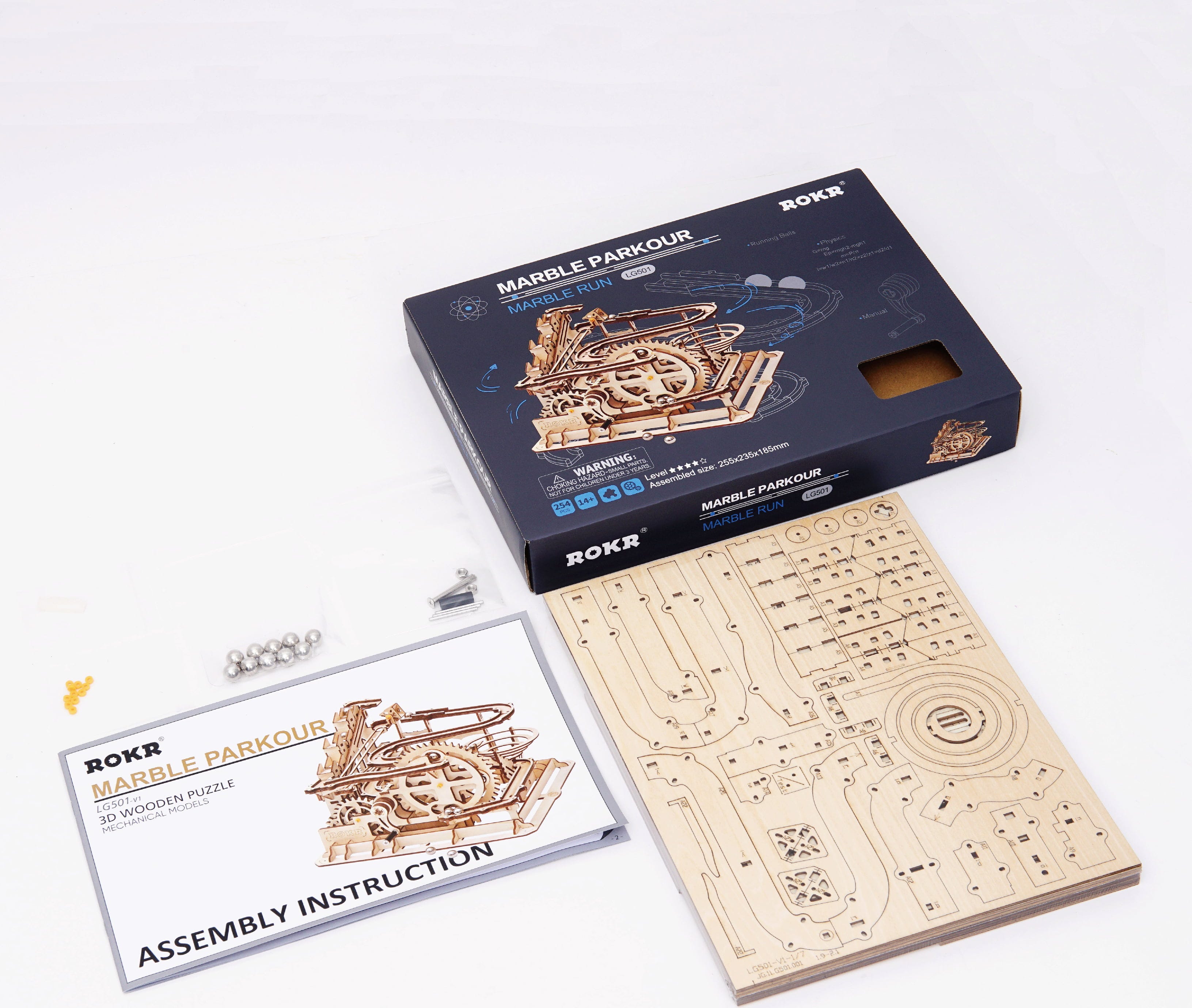 ROKR  Marble Parkour    3D Holzpuzzle: Wenn Murmeln Achterbahn fahren