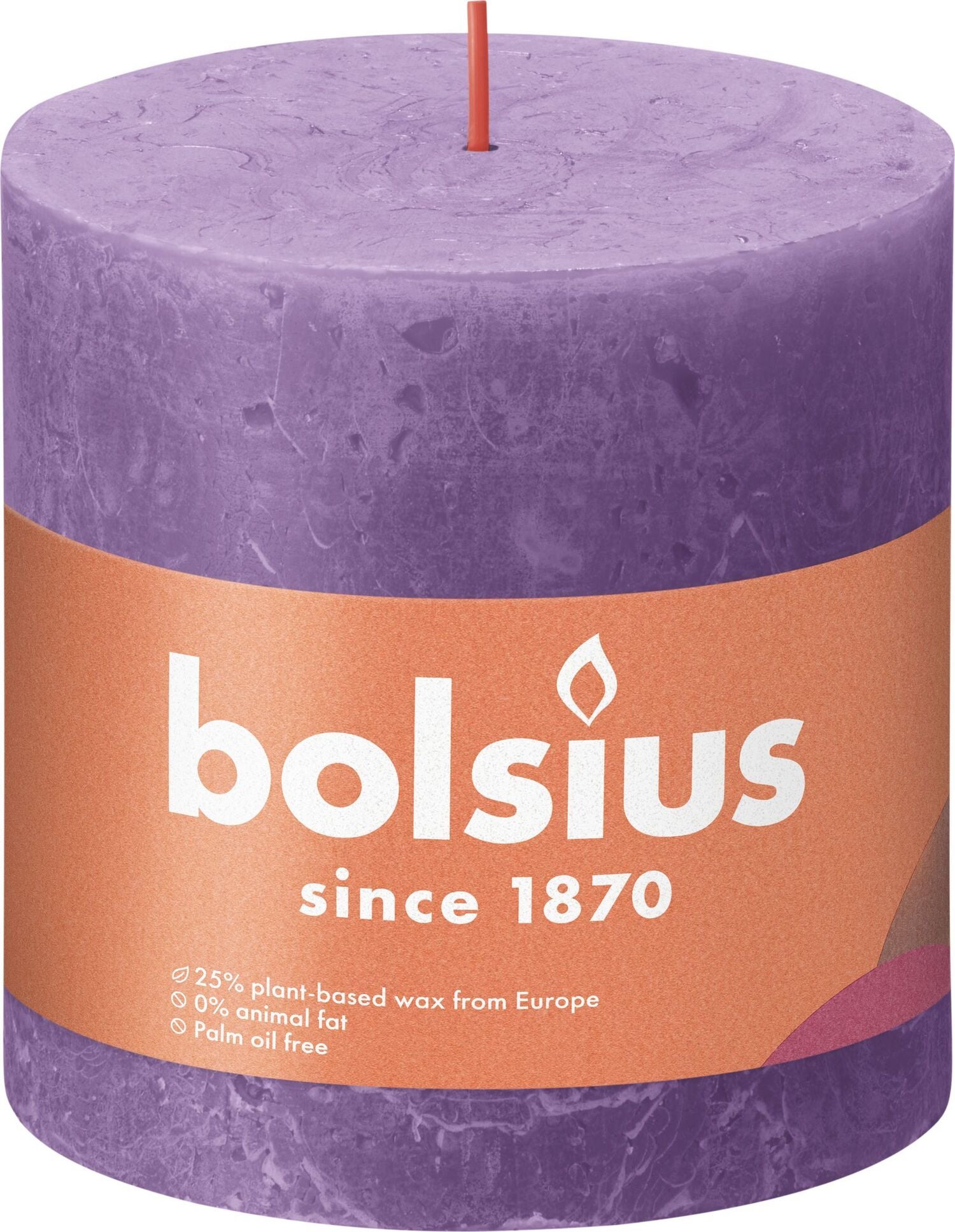 Bolsius stompkaars Rustiek Shine paars 62 uur D 10 H 10 cm