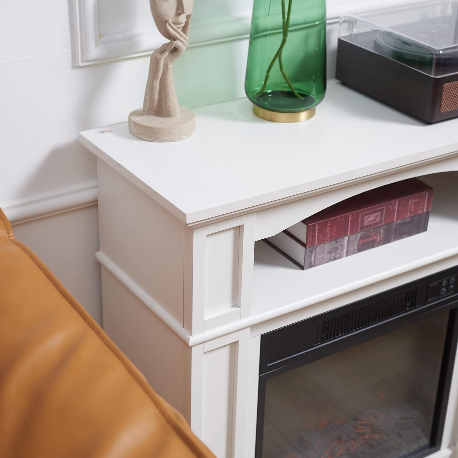 HOMCOM Elektrokamin mit Heizung, elektrischer Kaminmit LED Flammeneffekt, 1800 W Dekokamin mit Timer, Einstellbarer Thermostat, elektrisch Kaminfeuer Kaminofen mit Fernbedienung, Weiß