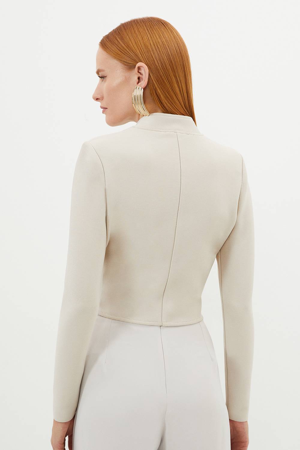 KarenMillen Veste Tricotée Ajustée Bandage Courte à Boutons