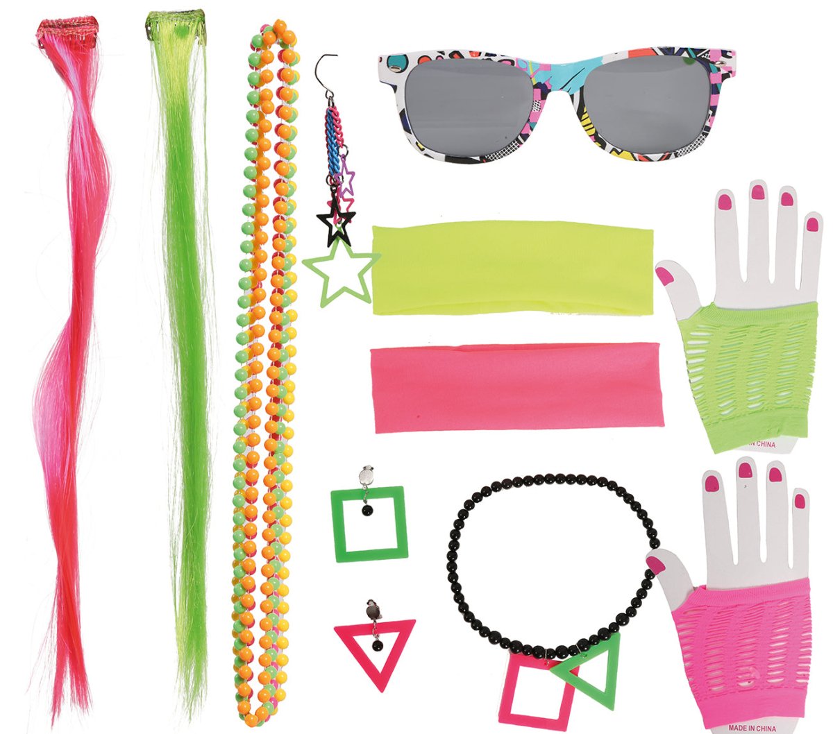 Accessoireset Neon 80s 8 delig