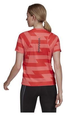 Maillot manches courtes adidas Run Fast Rouge Femme