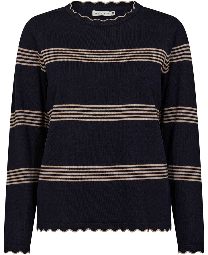 Micha BB Jumper_ BBViscoseStripeKnit Navy/camel