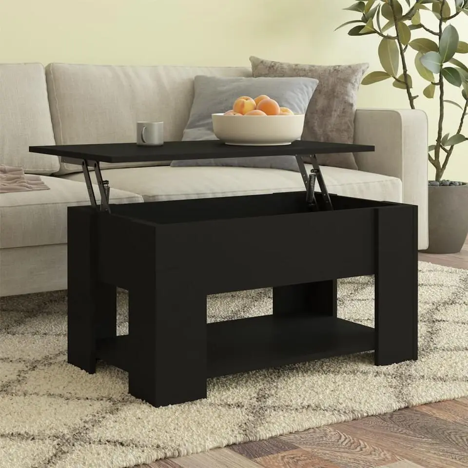 vidaXL - Salontafel - Zwart - Bewerkt hout - 79 x 49 x 41 cm