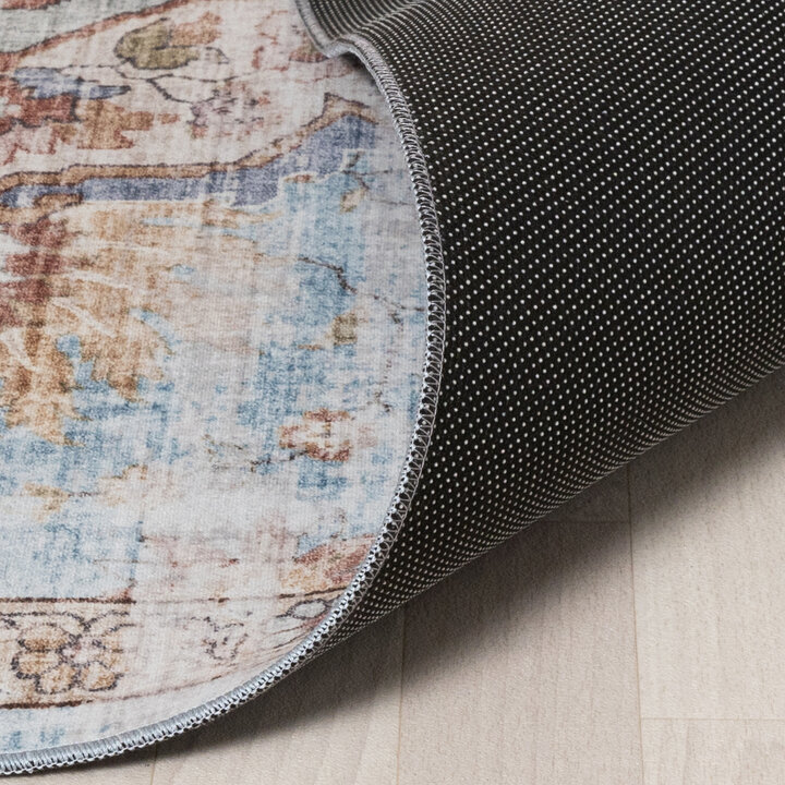 Rond oosters vloerkleed - Leyla Medaillon Lichtblauw