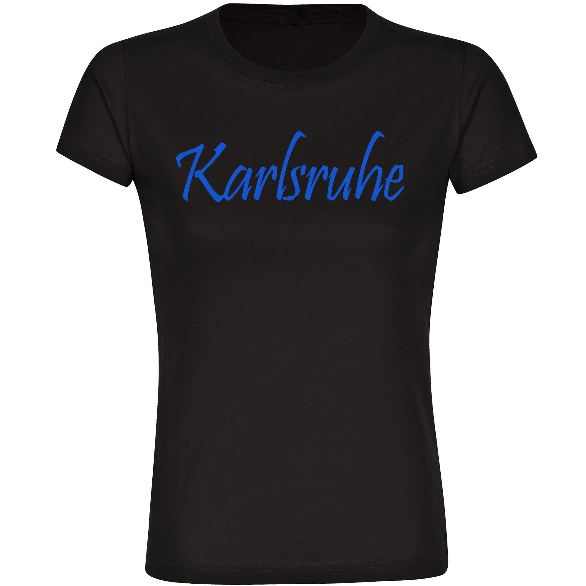 multifanshop® Damen T-Shirt - Karlsruhe - Schriftzug - Druck blau