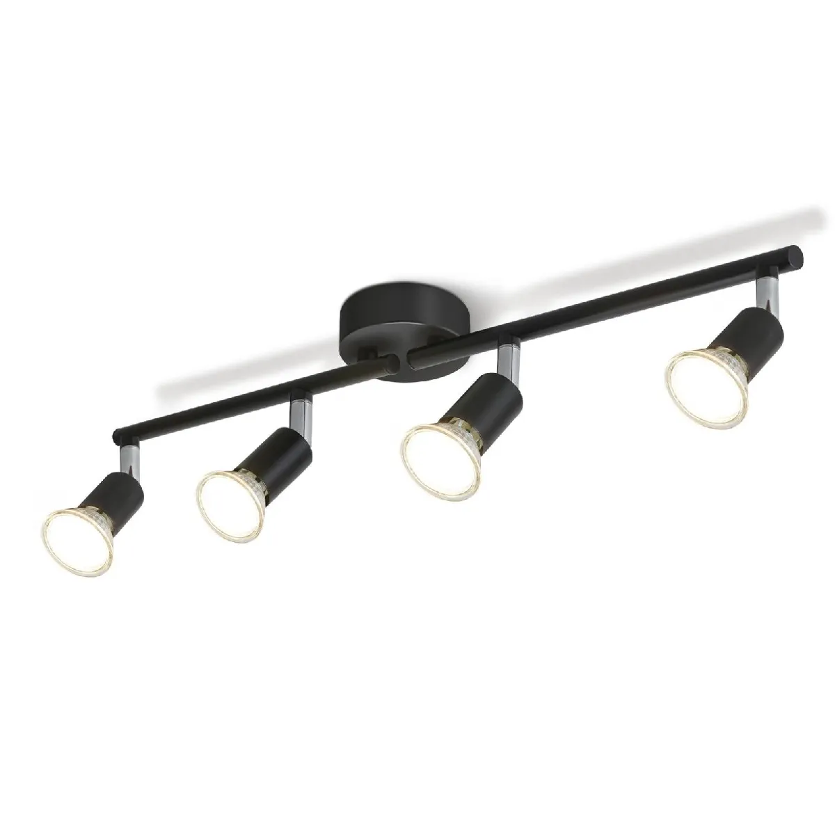 Nettlife 4 Spots Plafonnier LED Noir GU10 Rotatif