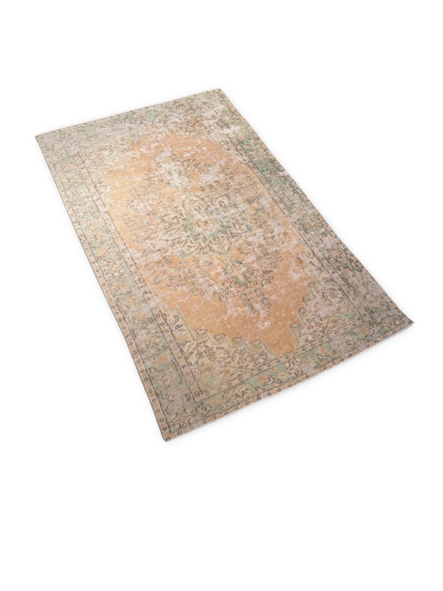 Vloerkleed wol/katoen geel/groen uniek Carpet wol/katoen geel/groen uniek.