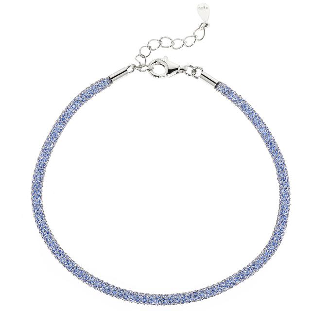 Mesh-Armband, 800 Zirkonia, rhodiniert, ca. 19 + 3 cm