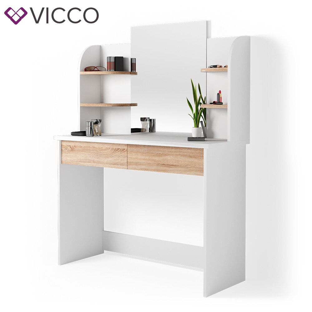VICCO Schminktisch CHARLOTTE Frisiertisch Weiß Eiche Kommode Kosmetiktisch