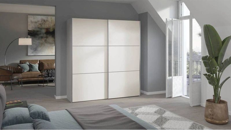 Beter Bed Easy Schuifdeurkast - Kledingkast met 2 schuifdeuren - 203 x 215 x 65 cm - Cremewit