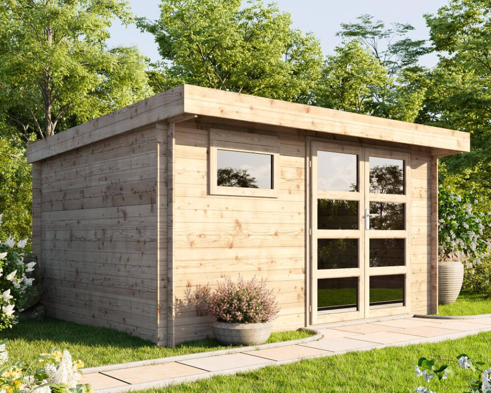 mcgarden24 Gartenhaus Gerätehaus Holzhaus Blockhaus Hütte 3,9x3,0m