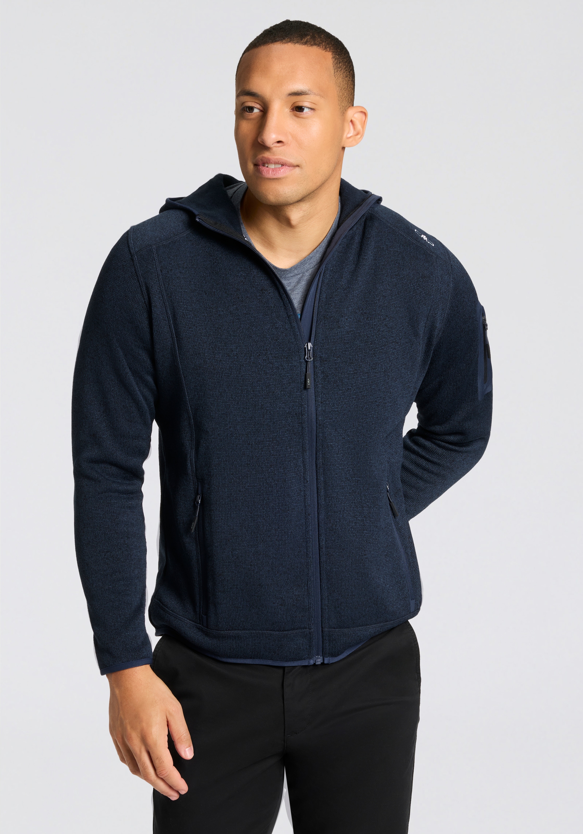 CMP Strickfleecejacke »MAN JACKET FIX HOOD« 1 Stk. tlg. mit Kapuze