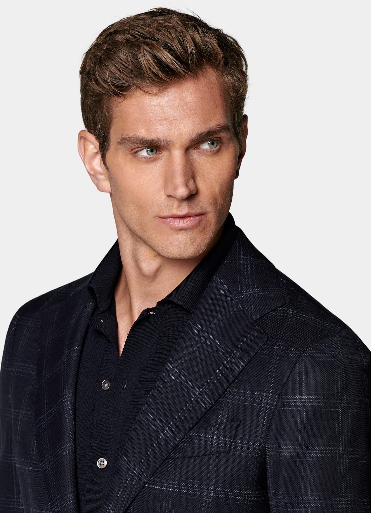 Blazer Havana coupe Tailored bleu marine à carreaux