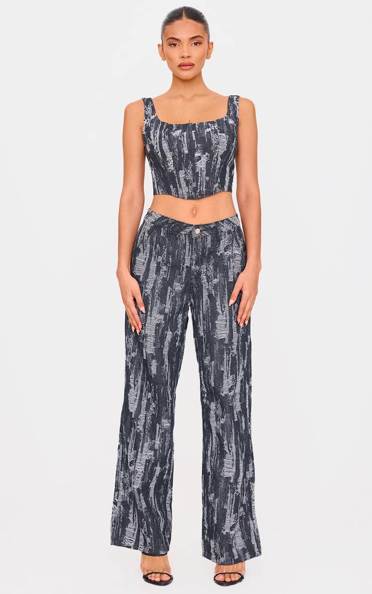 Noir Jean Large En Jacquard