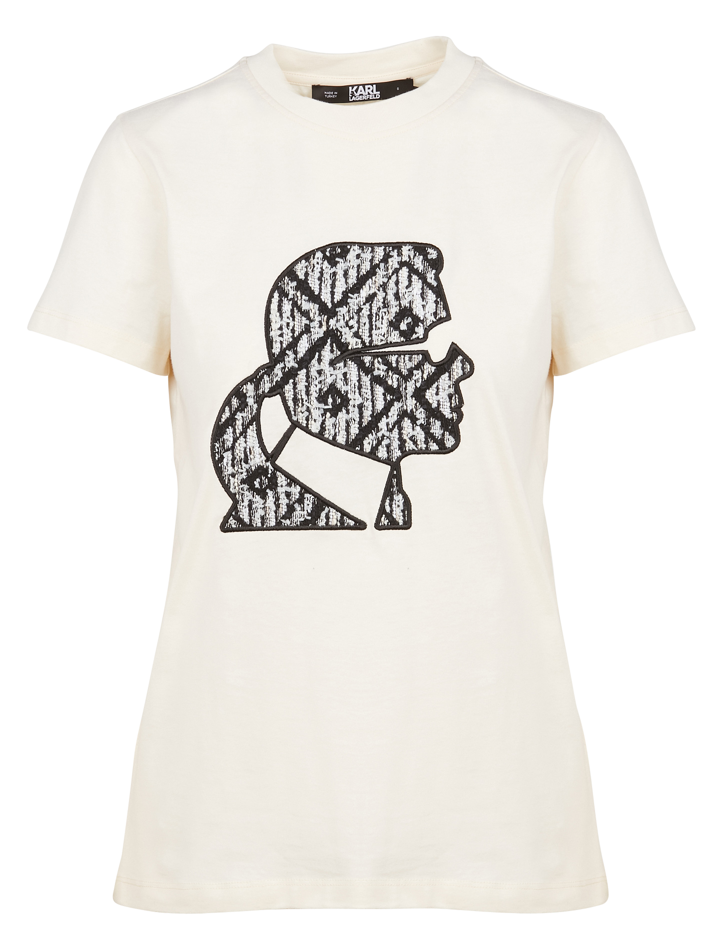Tee-shirt col rond brodé en coton bio| Blanc