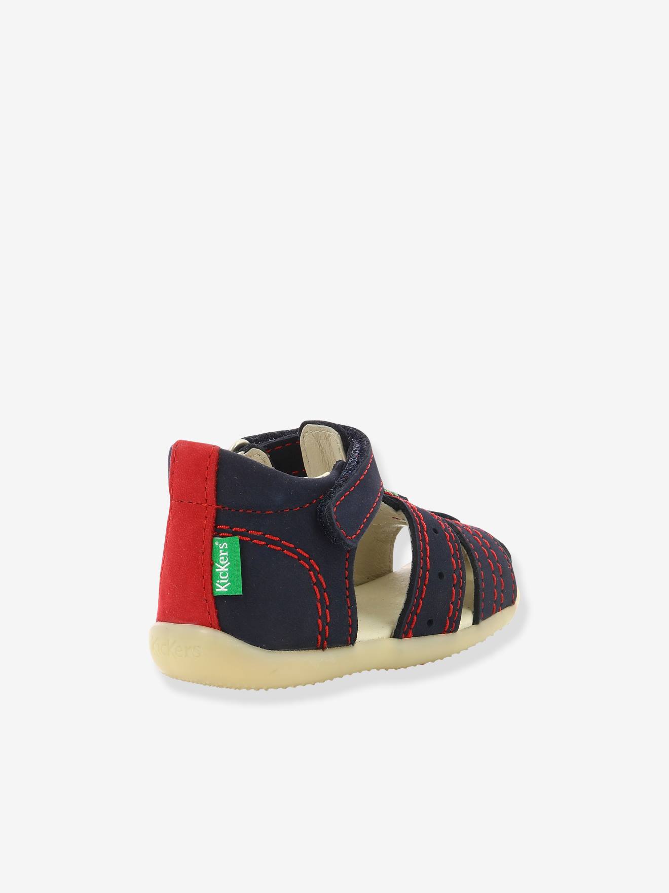 Sandálias de couro infantil Bigbazar-2 Iconique Biboo KICKERS®, azul escuro liso