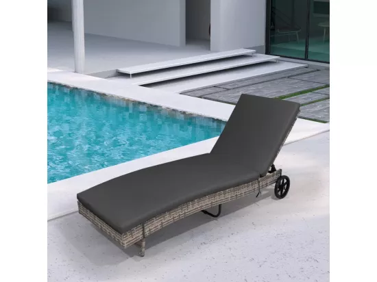 Chaise longue de jardin inclinable en rotin avec roues Cala Rossa