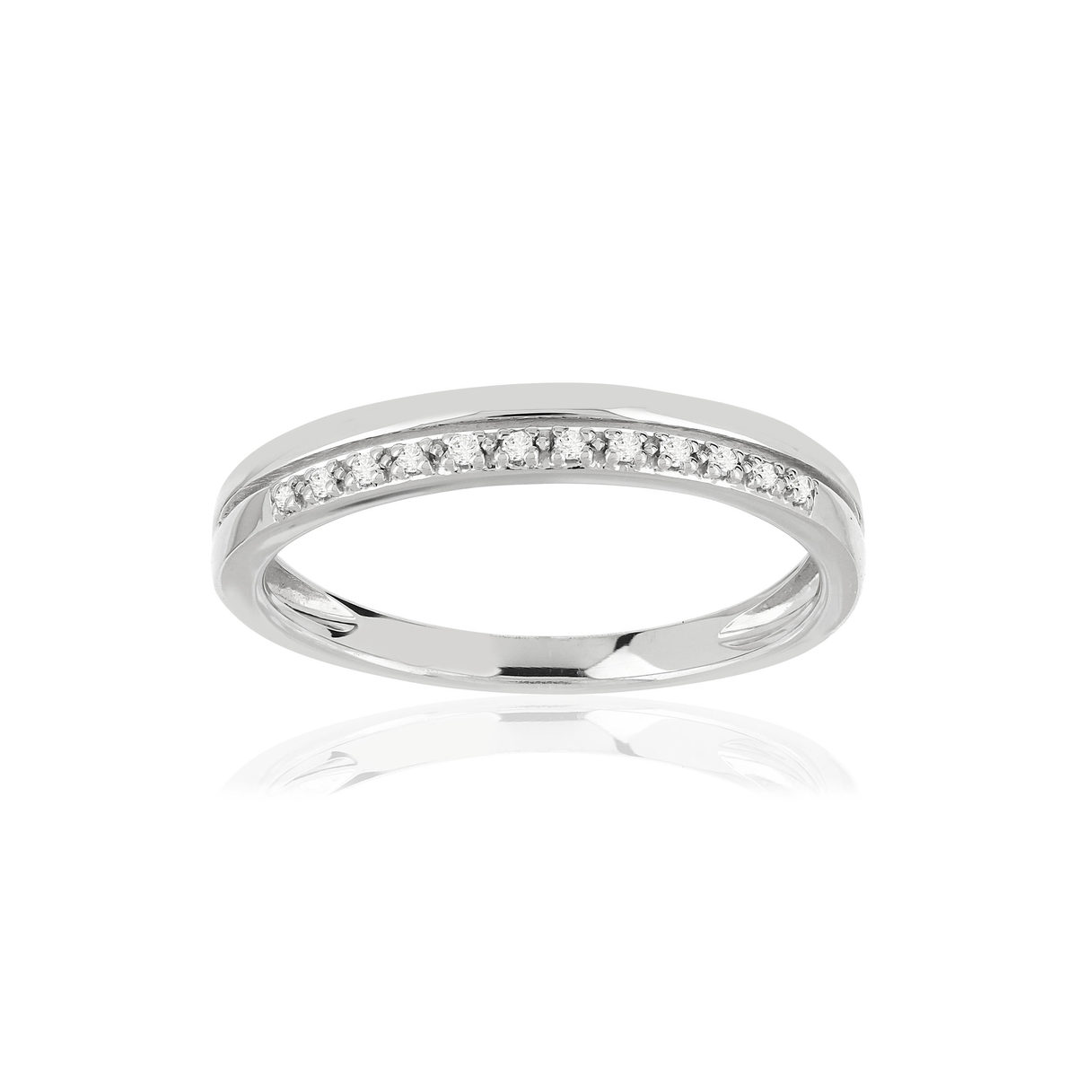 Bague or 375 blanc diamants