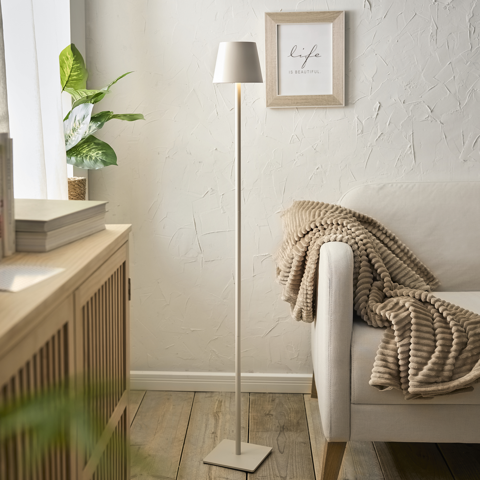 LED-Lampe Akku, creme, 120 cm
