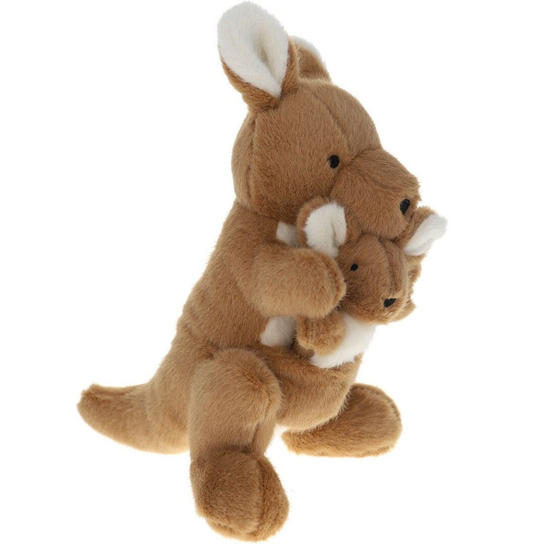 Le petit souk knuffelkangoeroe met baby - 24 cm