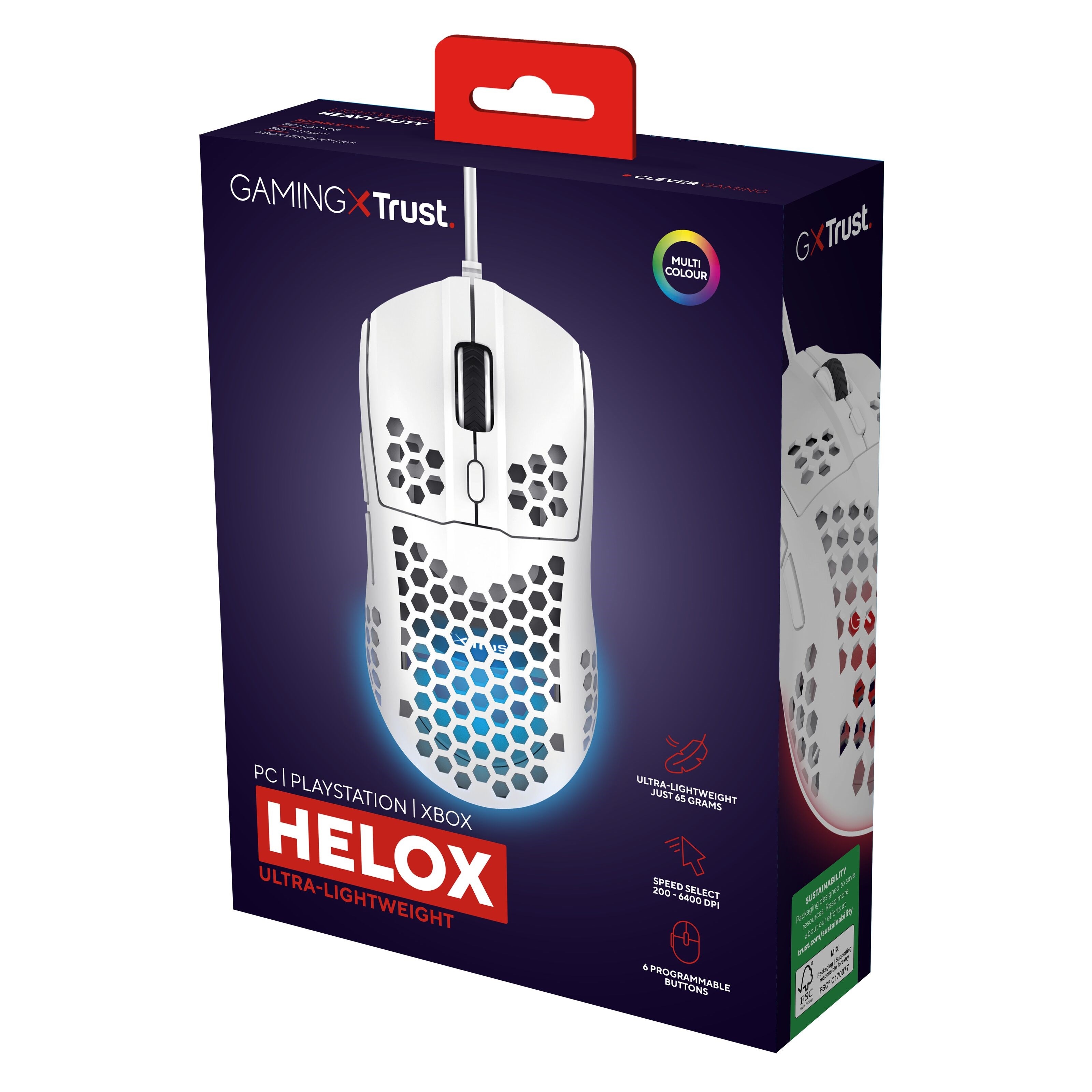 Trust GXT928 Helox Ultra-lightweight Gaming Mouse Hvit