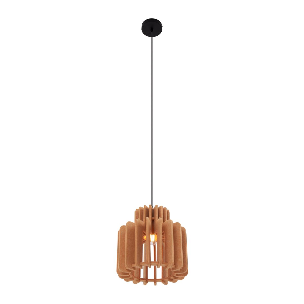 Retro hanglamp zwart met oranje kap - Felt