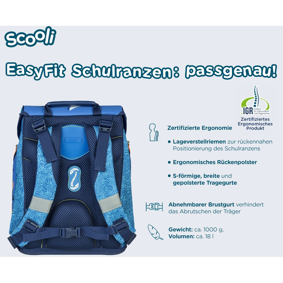 Scooli EasyFit Schulranzen-Set Hot Wheels, 5-teilig